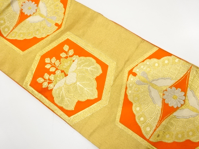 JAPANESE KIMONO / ANTIQUE FUKURO OBI / SILK / WOVEN PAULOWNIA